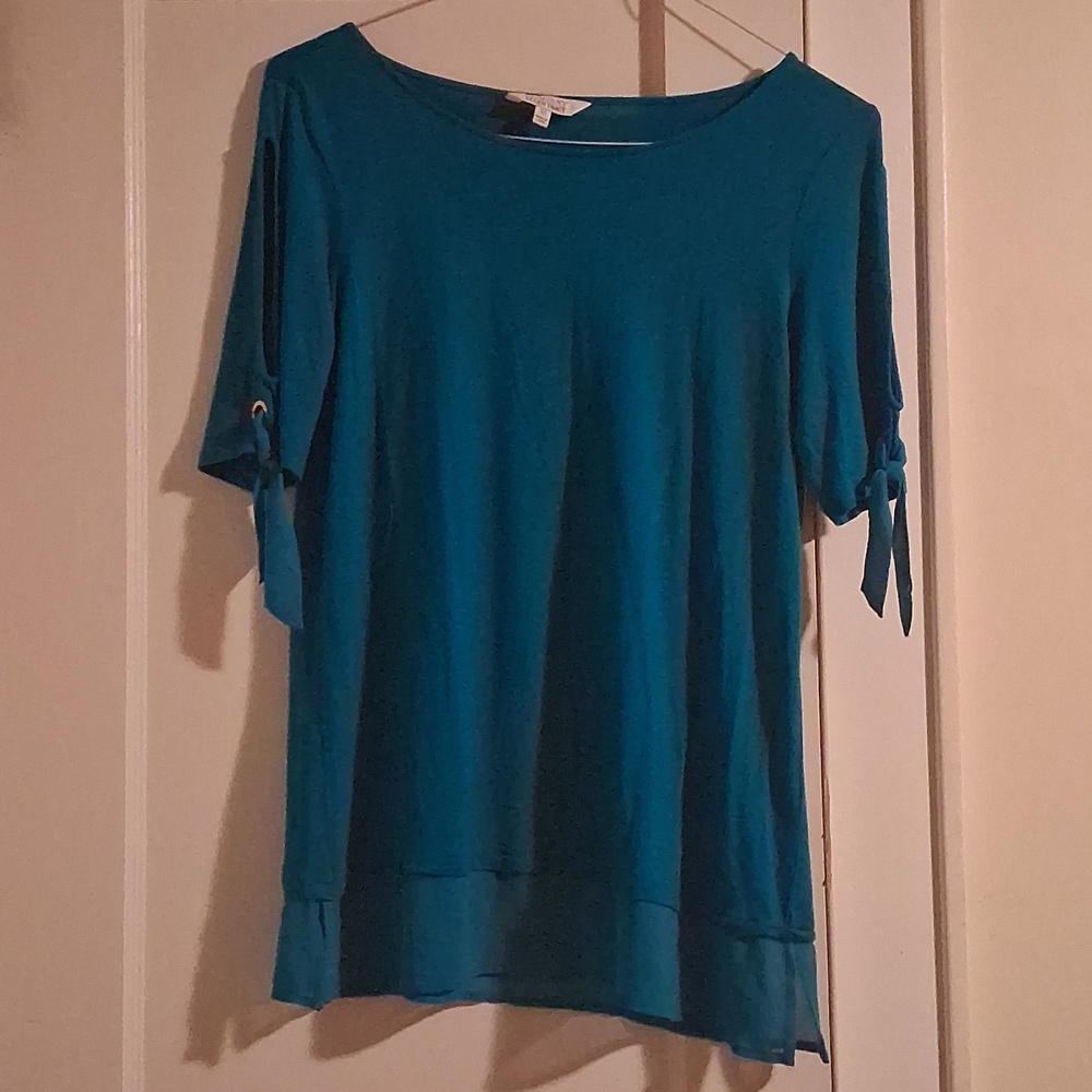 Ellen Tracy Teal Crewneck Knit Top
